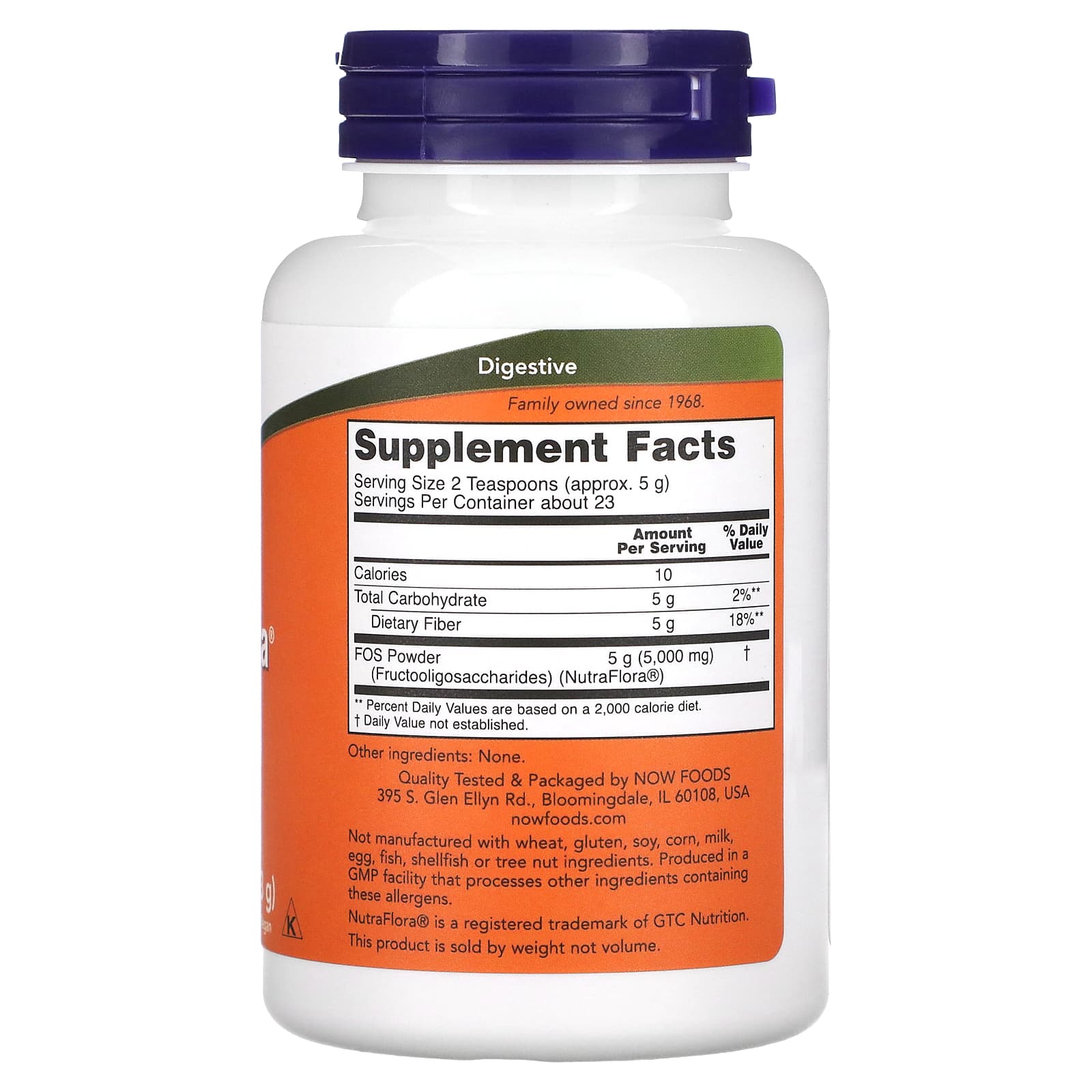 NOW Foods, NutraFlora FOS, Pure Powder, 4 oz (113 g) - Image 2