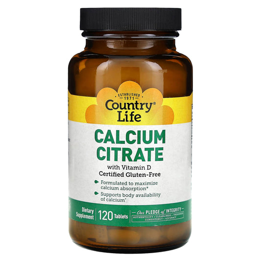 Country Life Calcium Citrate with Vitamin D Supplement, 120 Tablets - Image 1