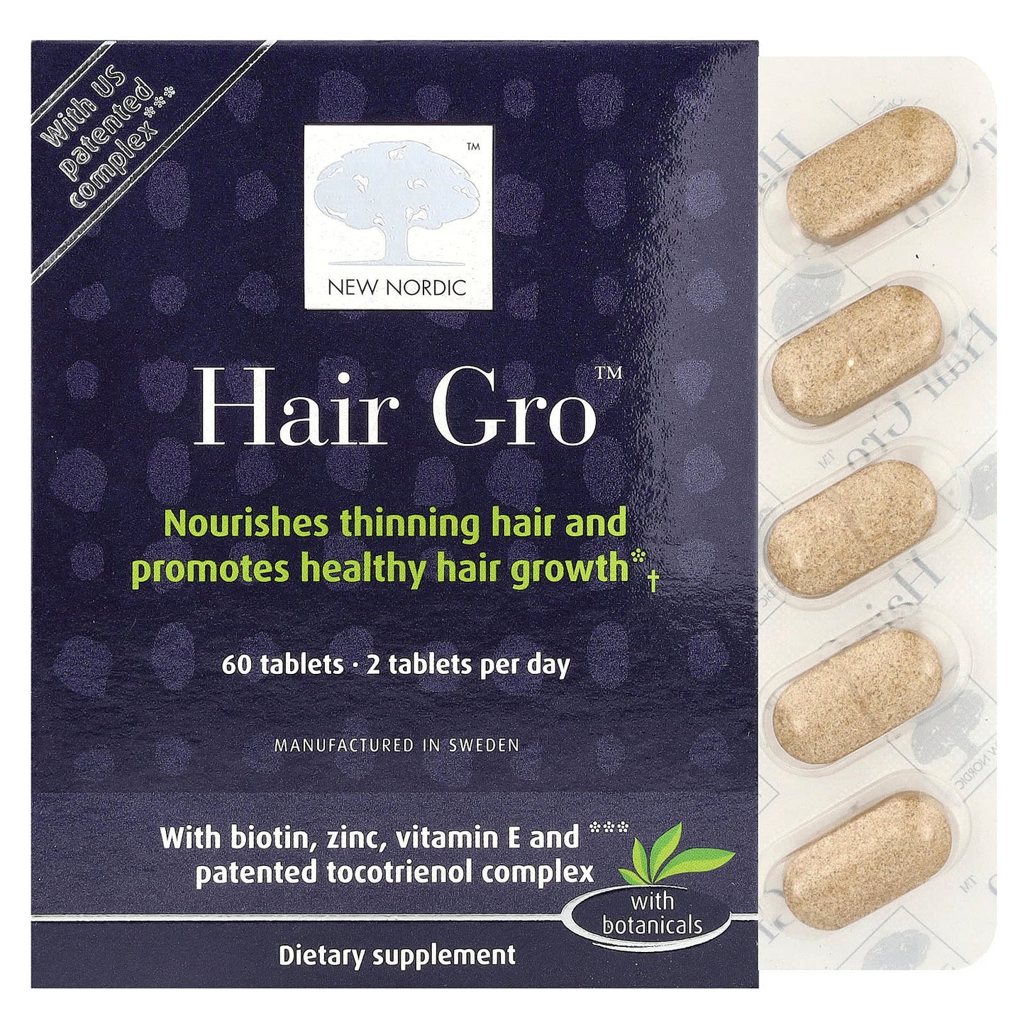 New Nordic, Hair Gro™, 60 Tablets - Image 1