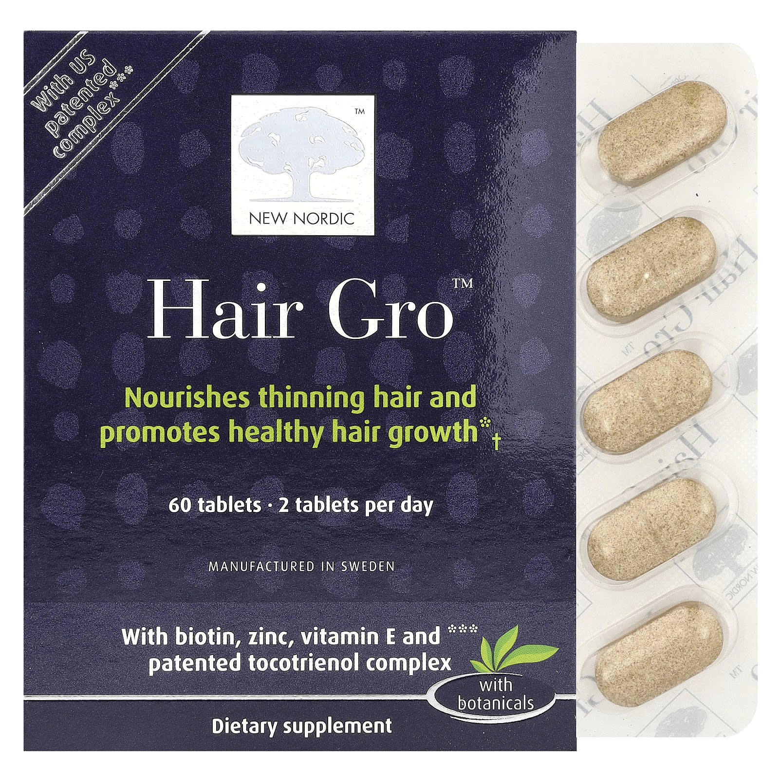 New Nordic, Hair Gro™, 60 Tablets - Image 1