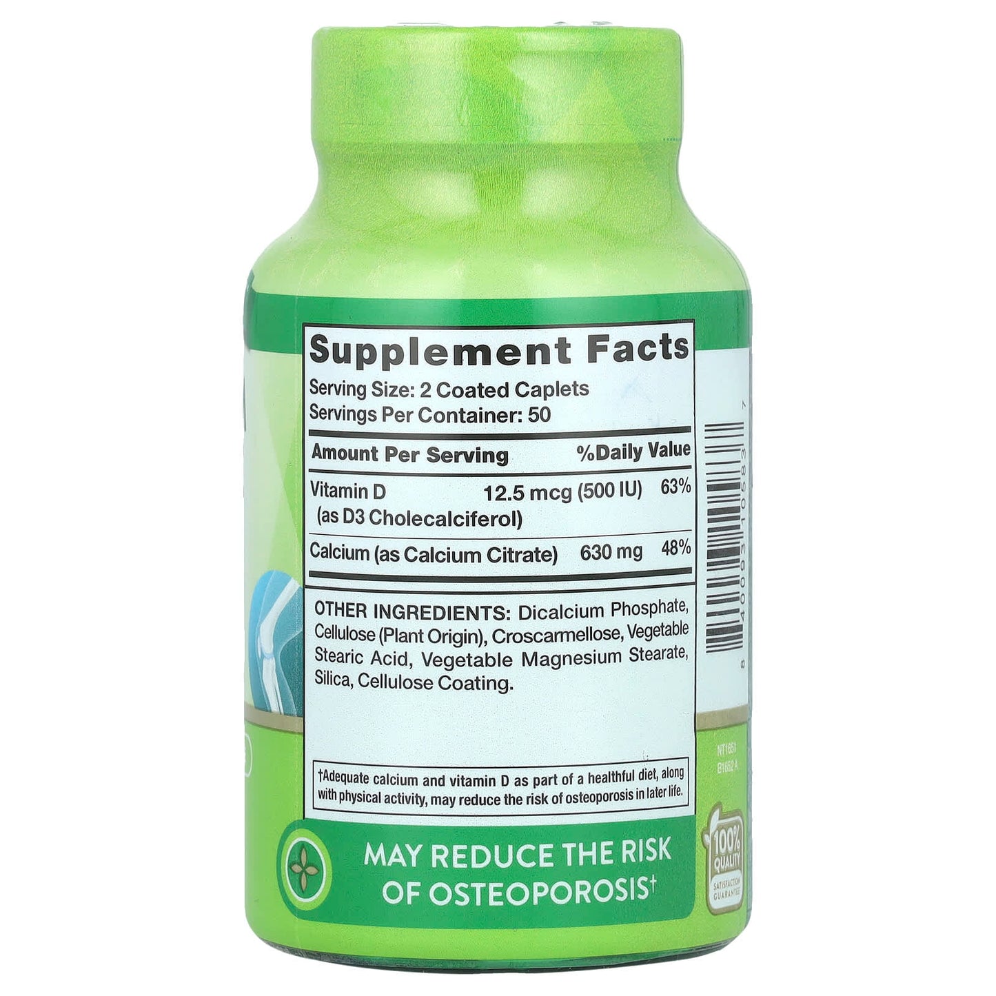 Nature's Truth, Calcium Citrate Plus D3, 100 Coated Caplets - Image 2