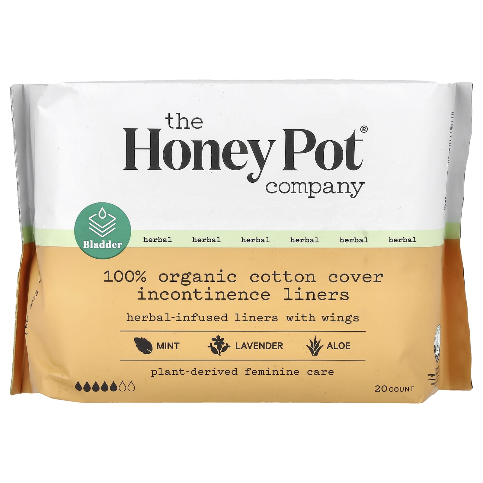 The Honey Pot Company, Herbal-Infused Liners With Wings, 20 Count - Image 1