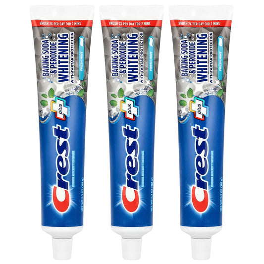 Crest Fluoride Toothpaste, 3 Pack, Whitening, Fresh Mint, 161g - Image 1