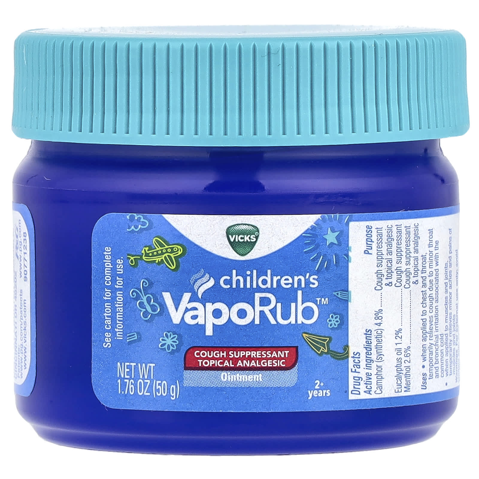 Vicks, Children's VapoRub™, Ointment, Cough Suppressant, 2+ Years, 1.76 oz (50 g)
