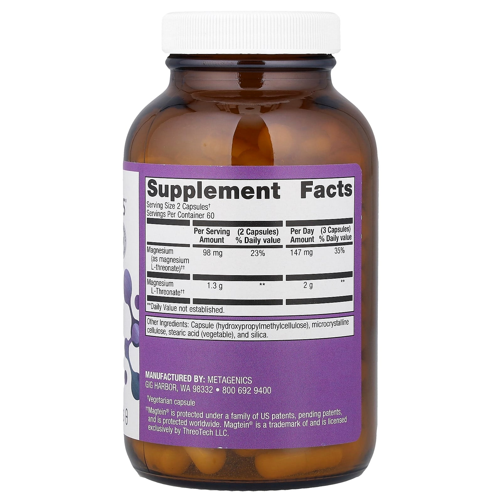 Metagenics, Magnesium L-Threonate, 120 Capsules - Image 2