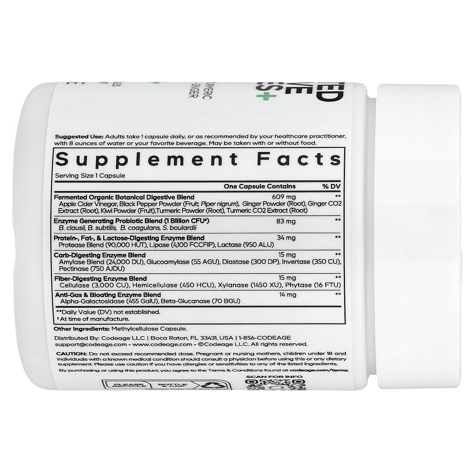 Codeage Fermented Digestive Enzymes Plus, 90 Capsules, Vegan & Non-GMO - Image 2