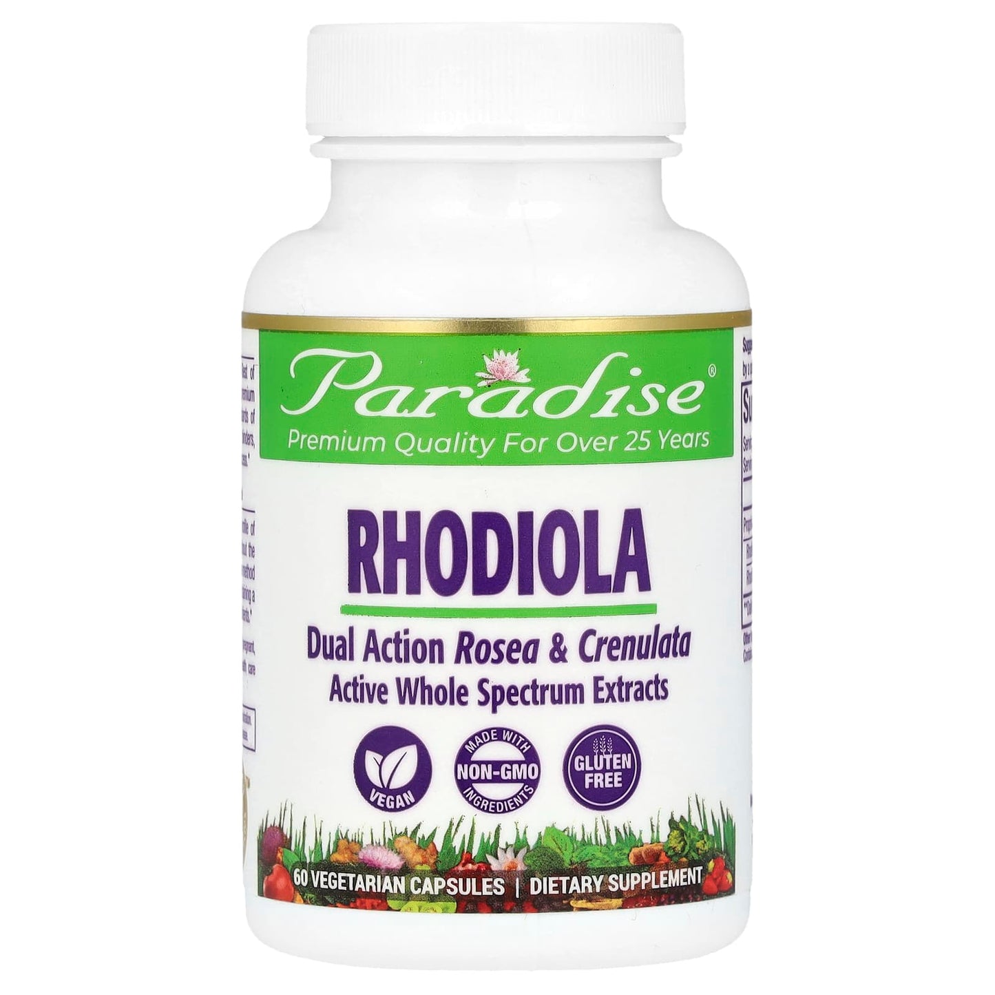 Paradise Herbs, Rhodiola, 60 Vegetarian Capsules (500 mg per Capsule) - Image 1