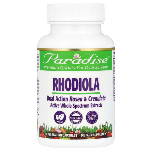 Paradise Herbs, Rhodiola, 60 Vegetarian Capsules (500 mg per Capsule) - Image 1