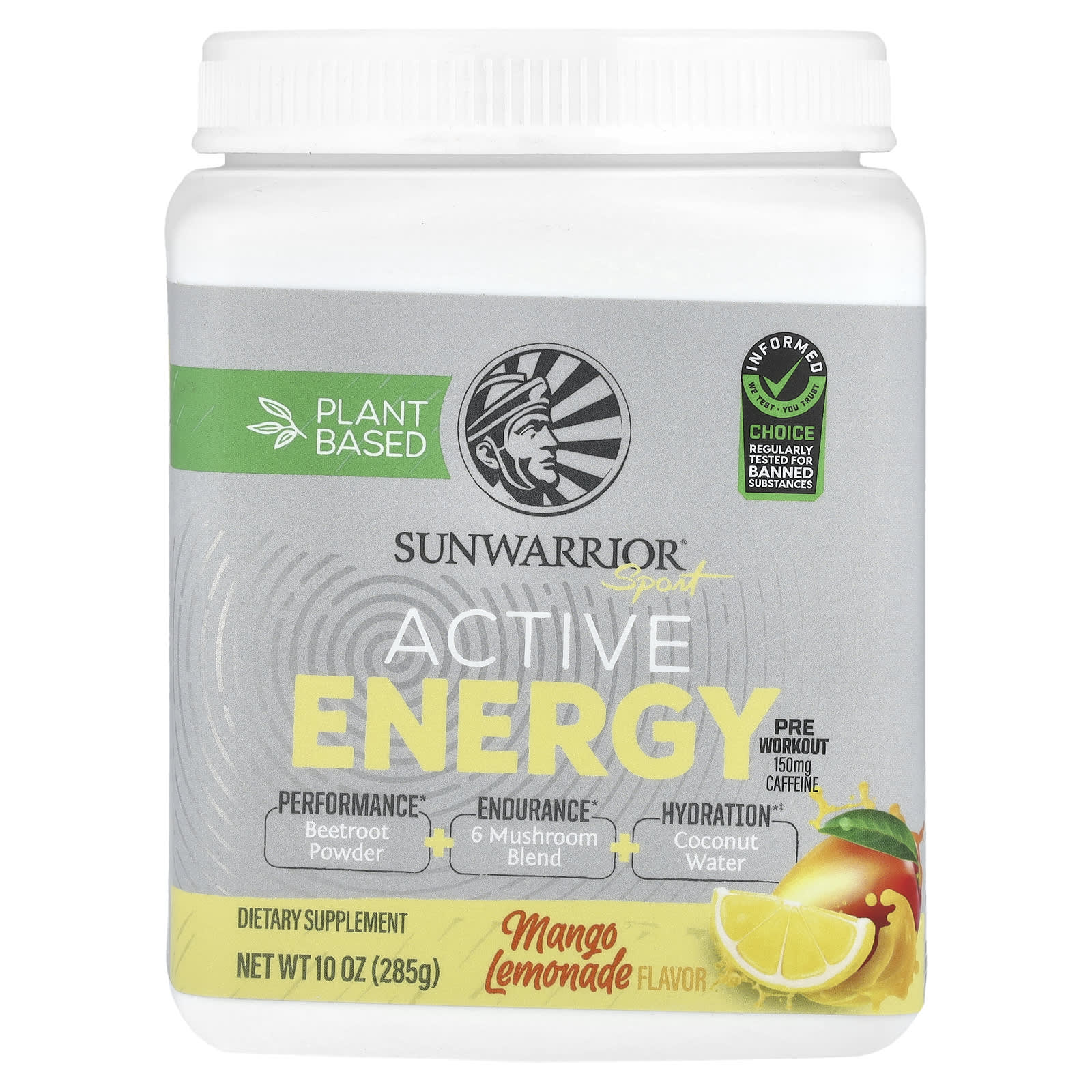 Sunwarrior, Sport, Active Energy Preworkout, Mango Lemonade, 10 oz ( 285 g) - Image 1
