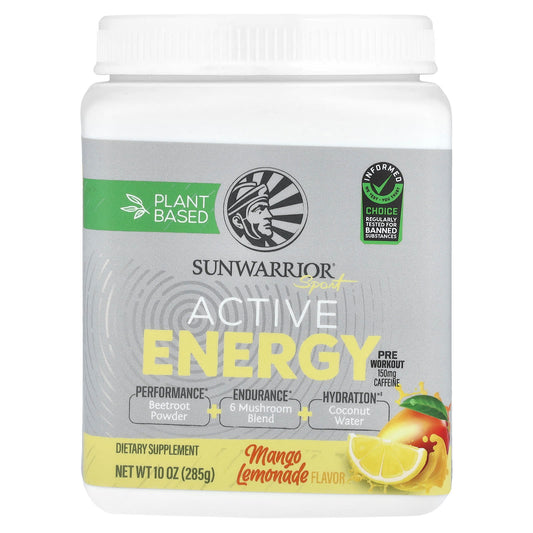 Sunwarrior, Sport, Active Energy Preworkout, Mango Lemonade, 10 oz ( 285 g) - Image 1