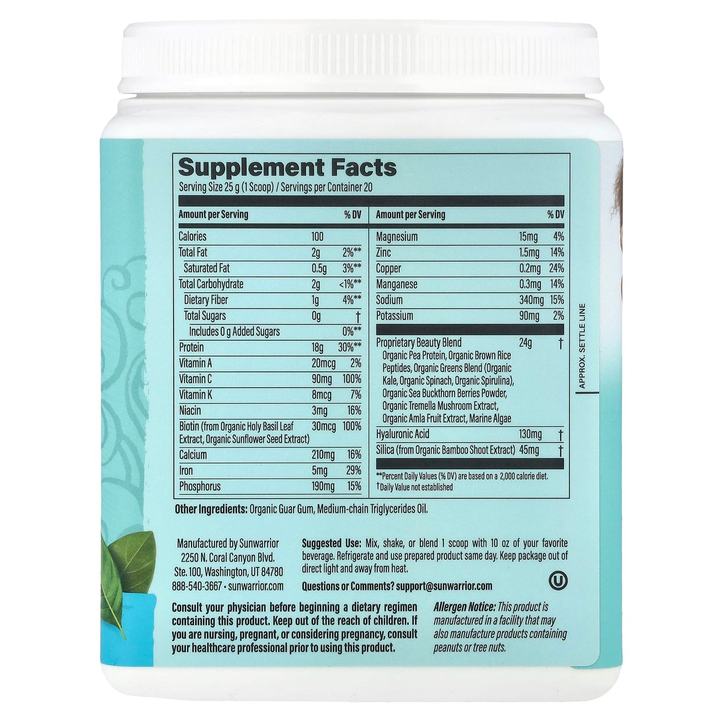 Sunwarrior, Collagen Building Protein Peptides, Unflavored, 1.1 lb (500 g) - Image 2