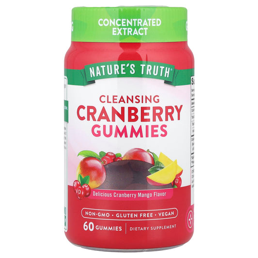 Nature's Truth, Cleansing Cranberry Gummies, Delicious Cranberry Mango, 60 Gummies - Image 1