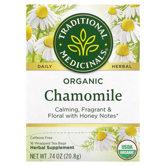 Traditional Medicinals, Organic Chamomile, Caffeine Free, 16 Wrapped Tea Bags, 0.74 oz (20.8 g) - Image 1