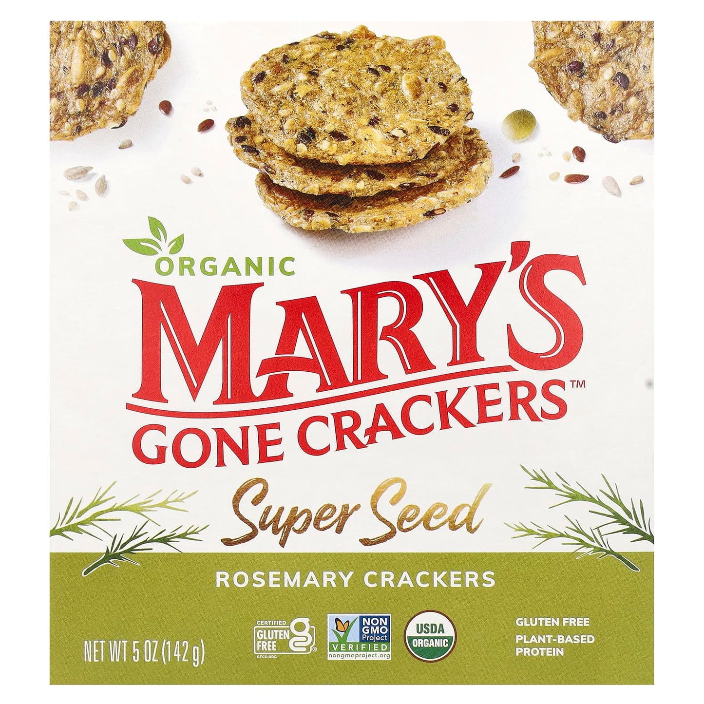 Mary's Gone Crackers, Organic Super Seed Crackers, Rosemary, 5 oz (142 g) - Image 1
