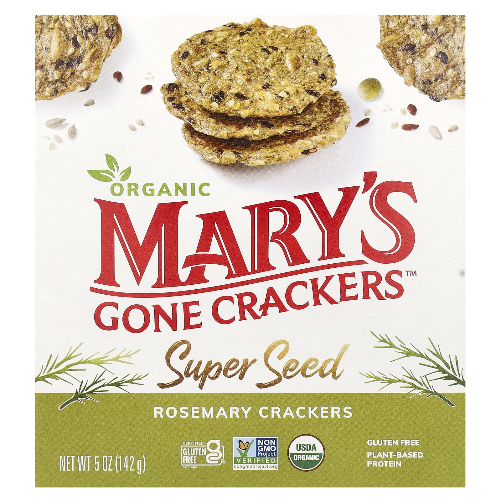 Mary's Gone Crackers, Organic Super Seed Crackers, Rosemary, 5 oz (142 g) - Image 1
