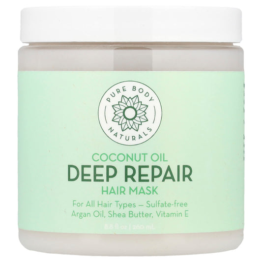 Pure Body Naturals, Coconut Oil Deep Repair Hair Mask, 8.8 fl oz (260 ml) - Image 1
