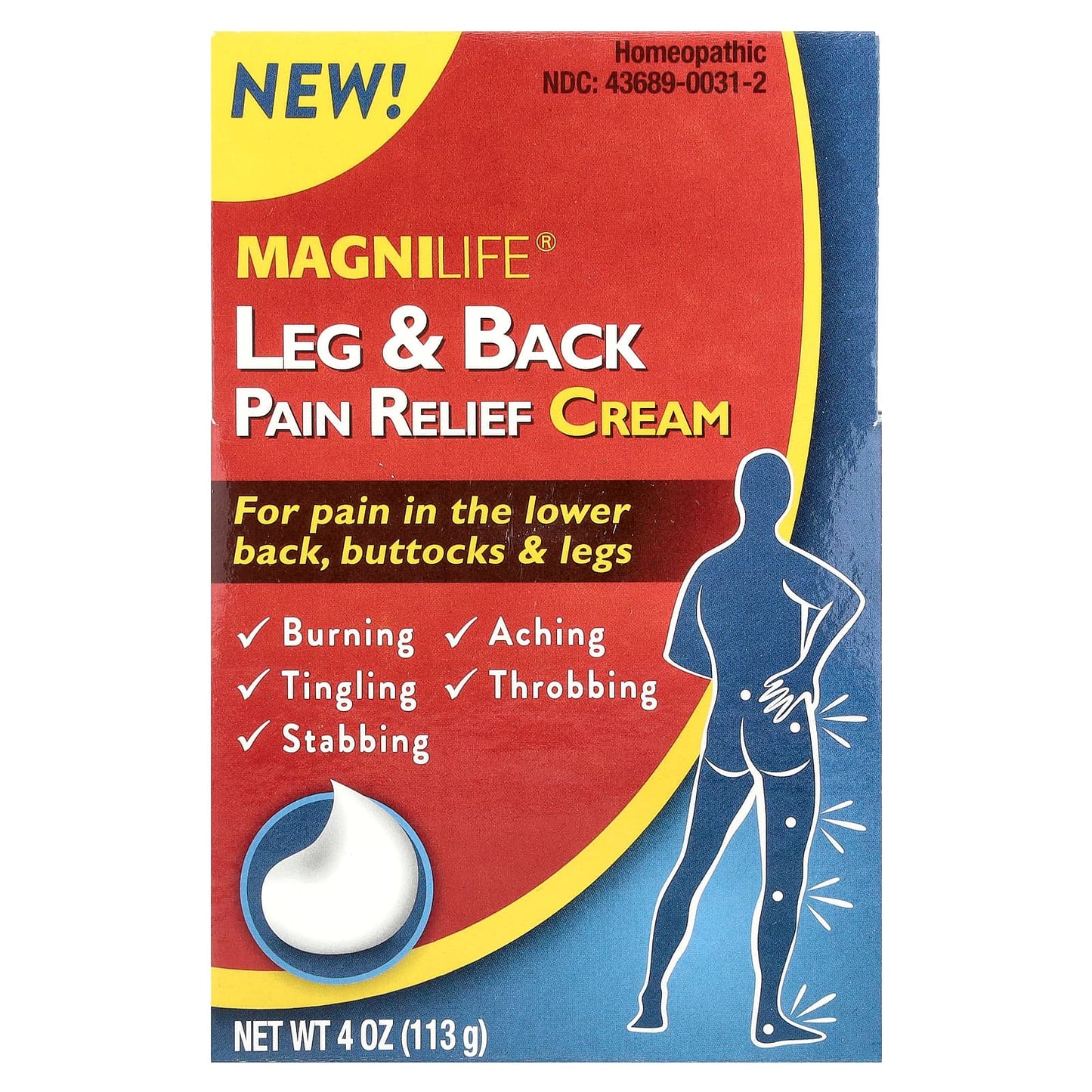 MagniLife, Leg & Back Pain Relief Cream, 4 oz (113 g) - Image 2