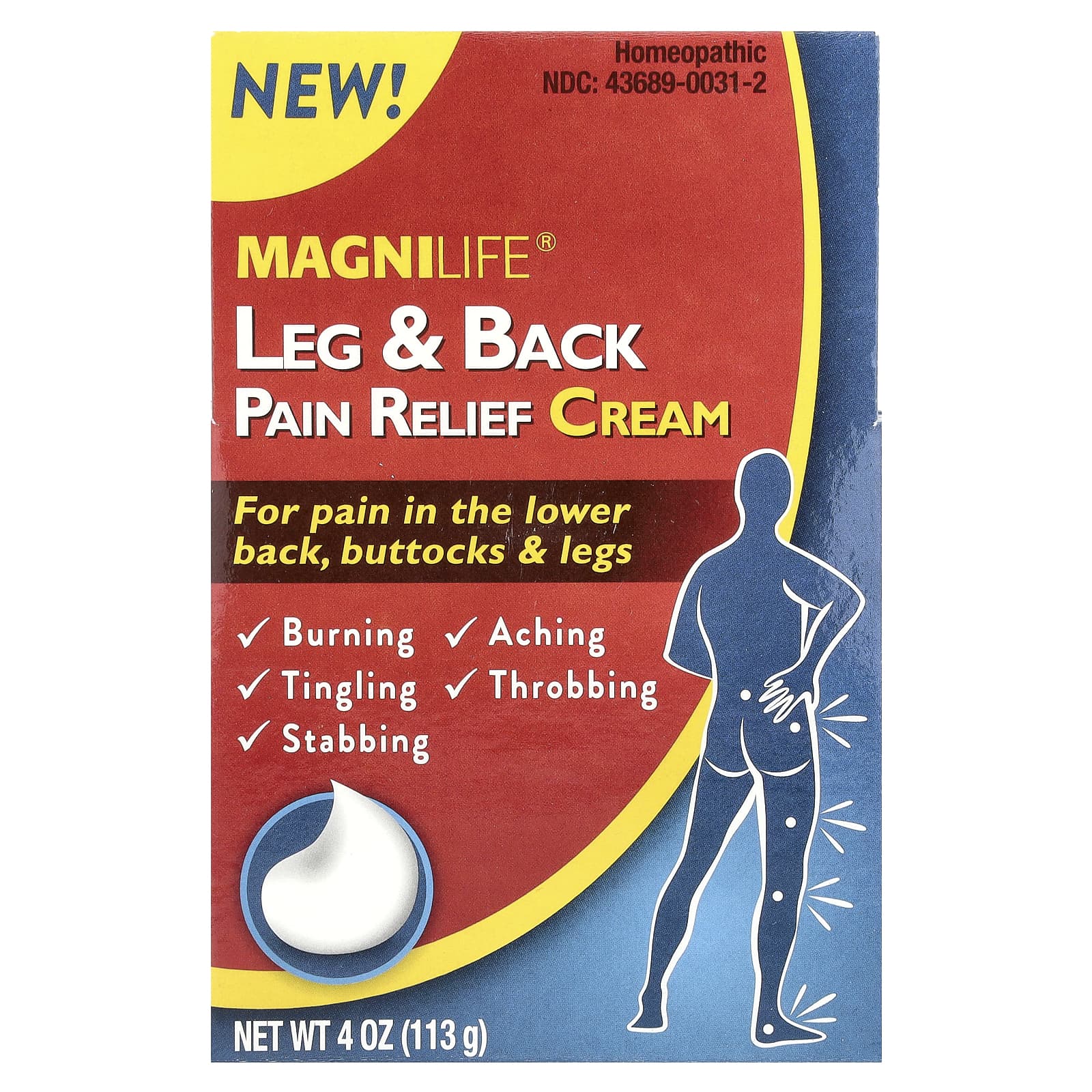 MagniLife, Leg & Back Pain Relief Cream, 4 oz (113 g) - Image 2