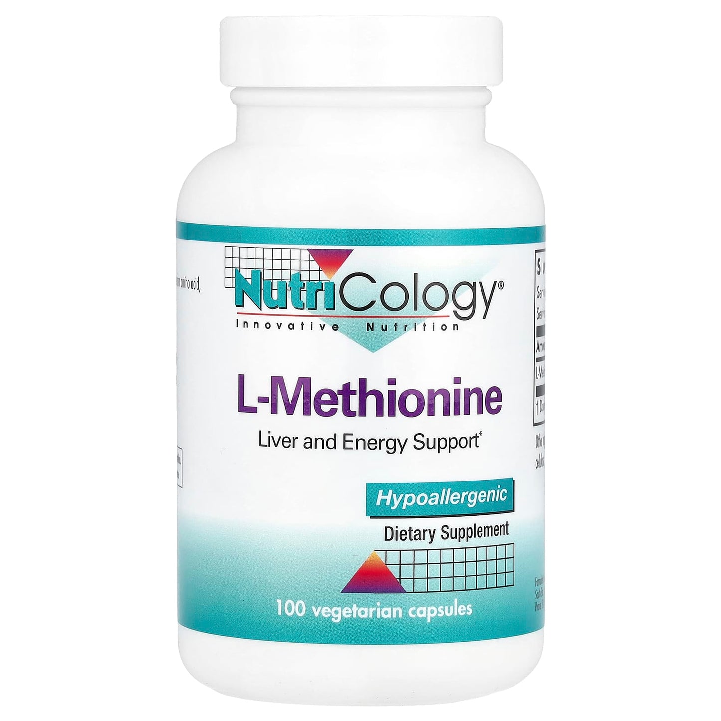Nutricology, L-Methionine, 500 mg , 100 Vegetarian Capsules - Image 1