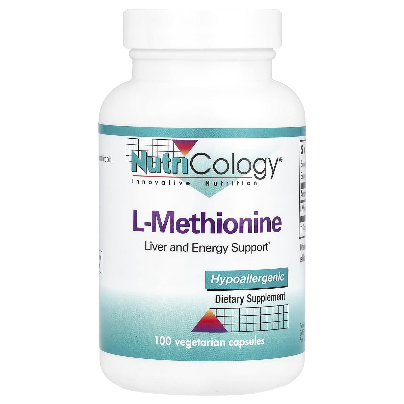 Nutricology, L-Methionine, 500 mg , 100 Vegetarian Capsules - Image 1