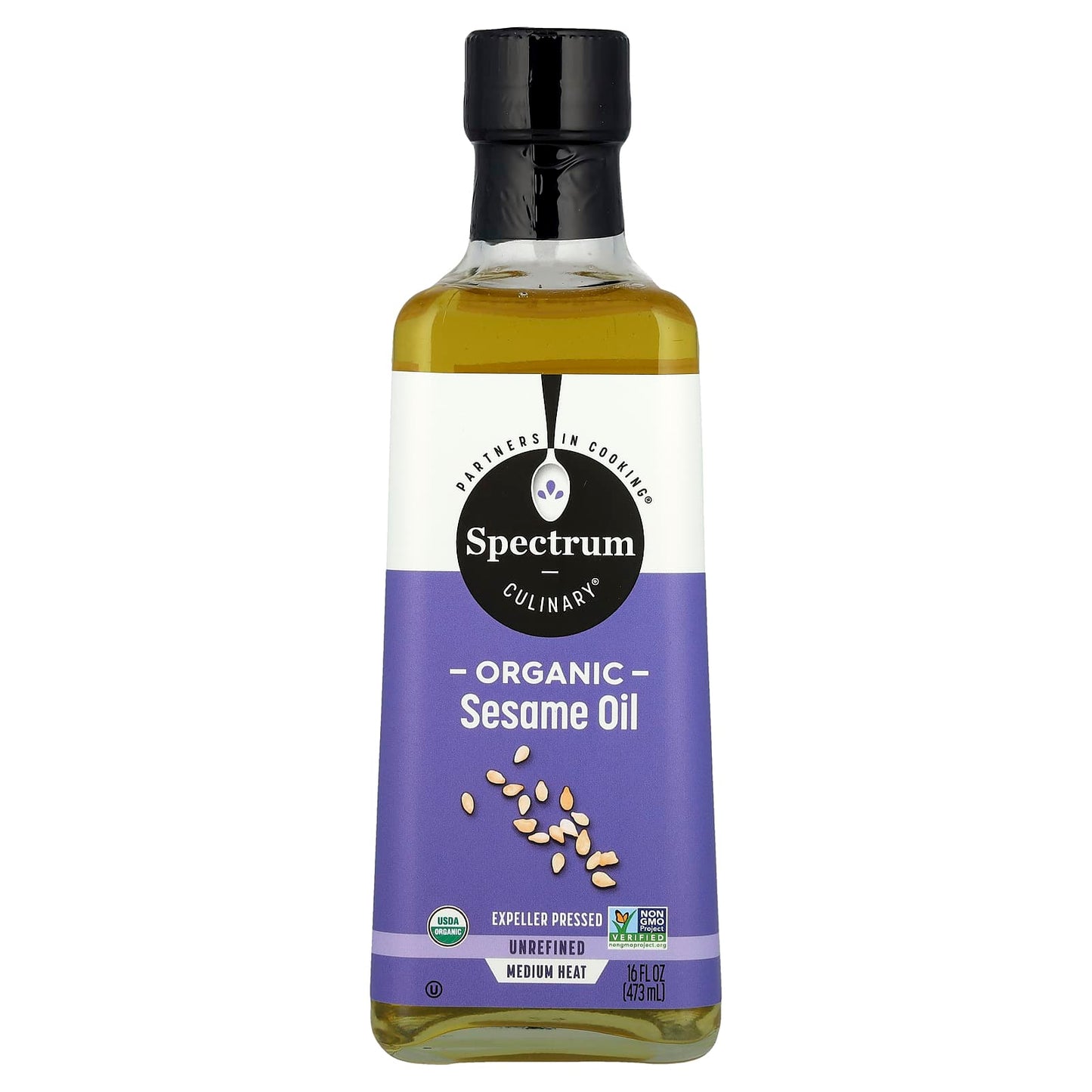 Spectrum Culinary, Organic Sesame Oil, Unrefined, 16 fl oz (473 ml) - Image 1