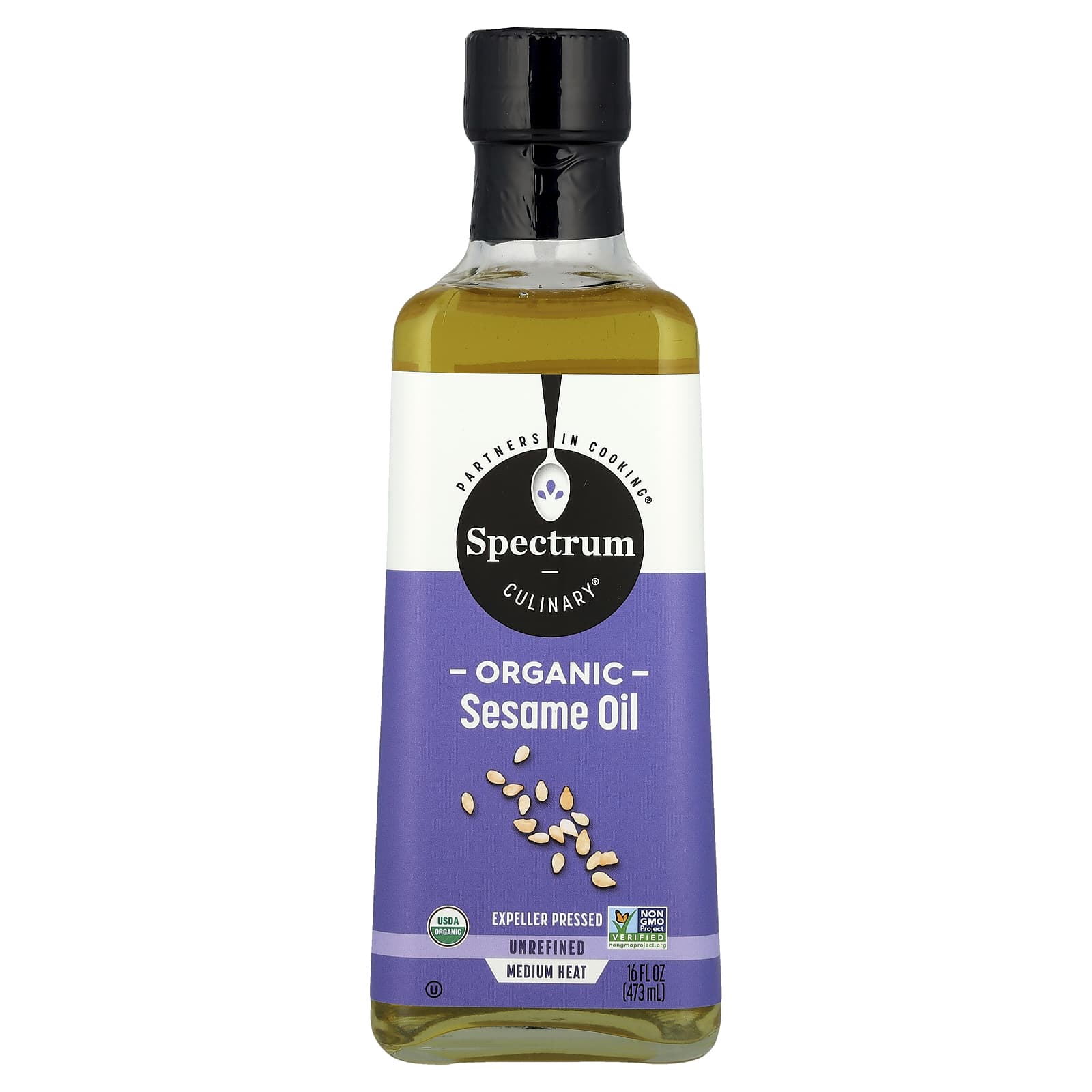 Spectrum Culinary, Organic Sesame Oil, Unrefined, 16 fl oz (473 ml) - Image 1