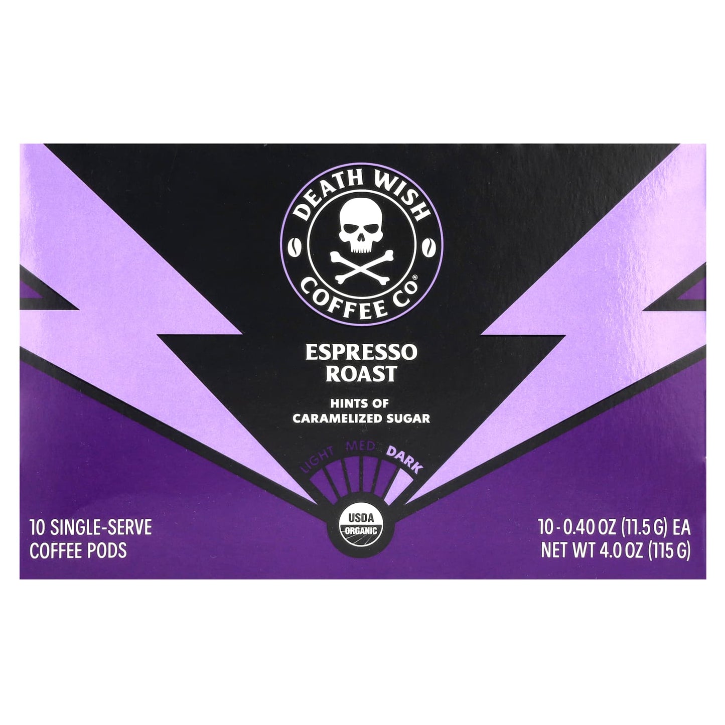 Death Wish Coffee Pods, Espresso Roast, 10 Pods, USDA Organic, Fair Trade - Image 1