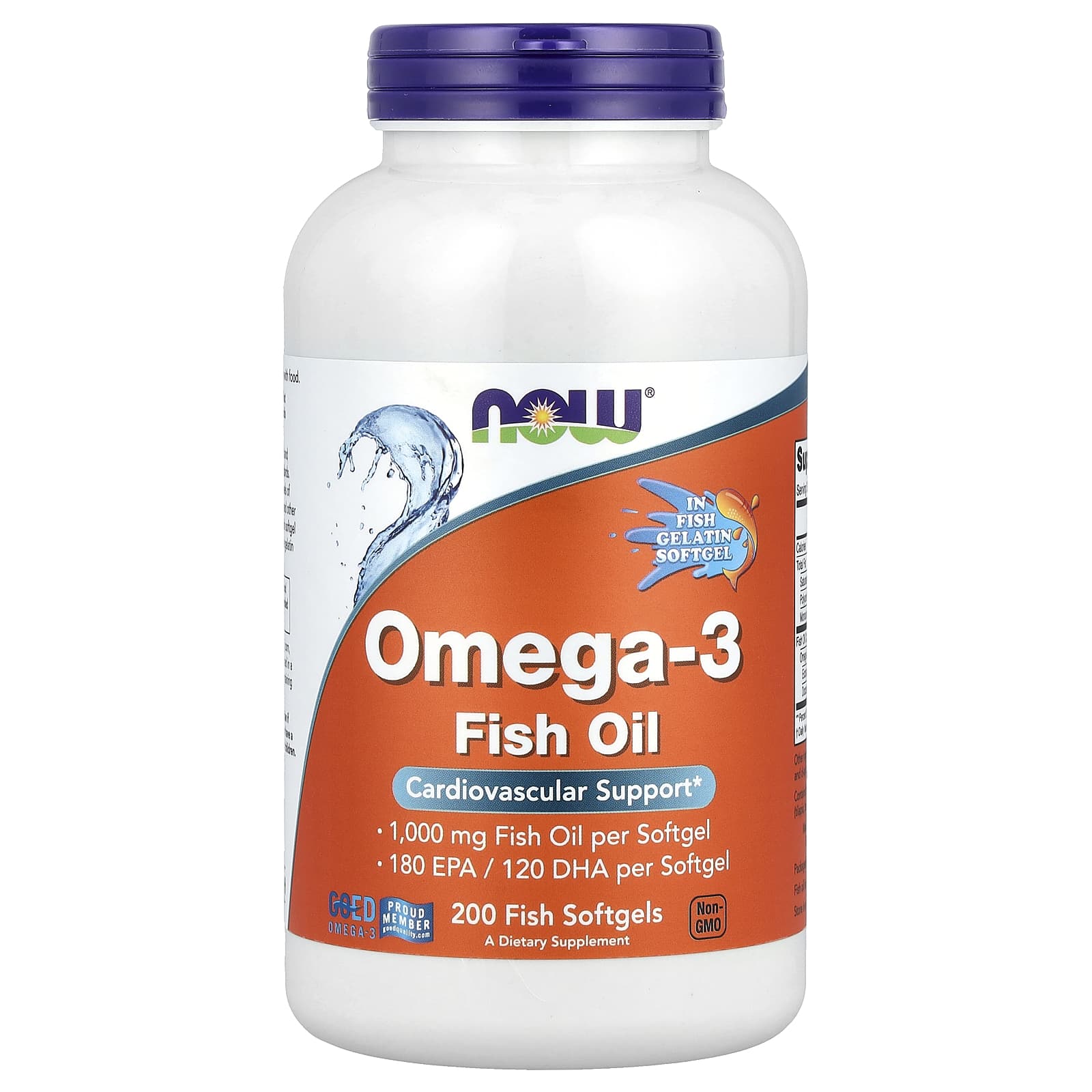 NOW Foods, Omega-3 Fish Oil, 2,000 mg, 200 Fish Softgels (1,000 mg per Softgel)