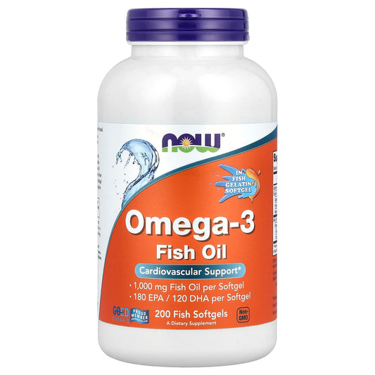 NOW Foods, Omega-3 Fish Oil, 2,000 mg, 200 Fish Softgels (1,000 mg per Softgel)
