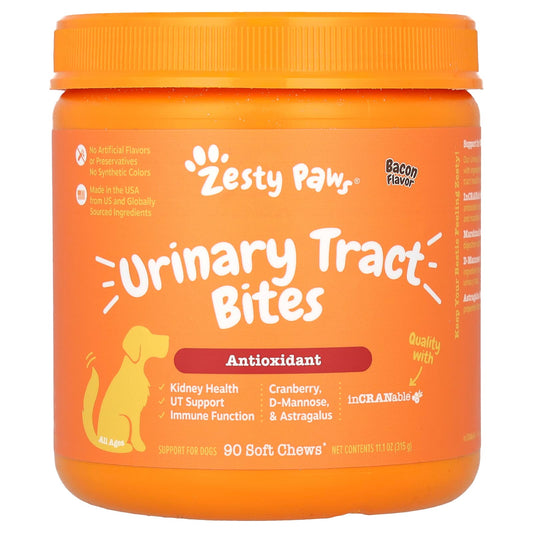 Zesty Paws, Urinary Tract Bites, For Dogs, All Ages, Bacon, 90 Soft Chews, 11.1 oz (315 g) - Image 1