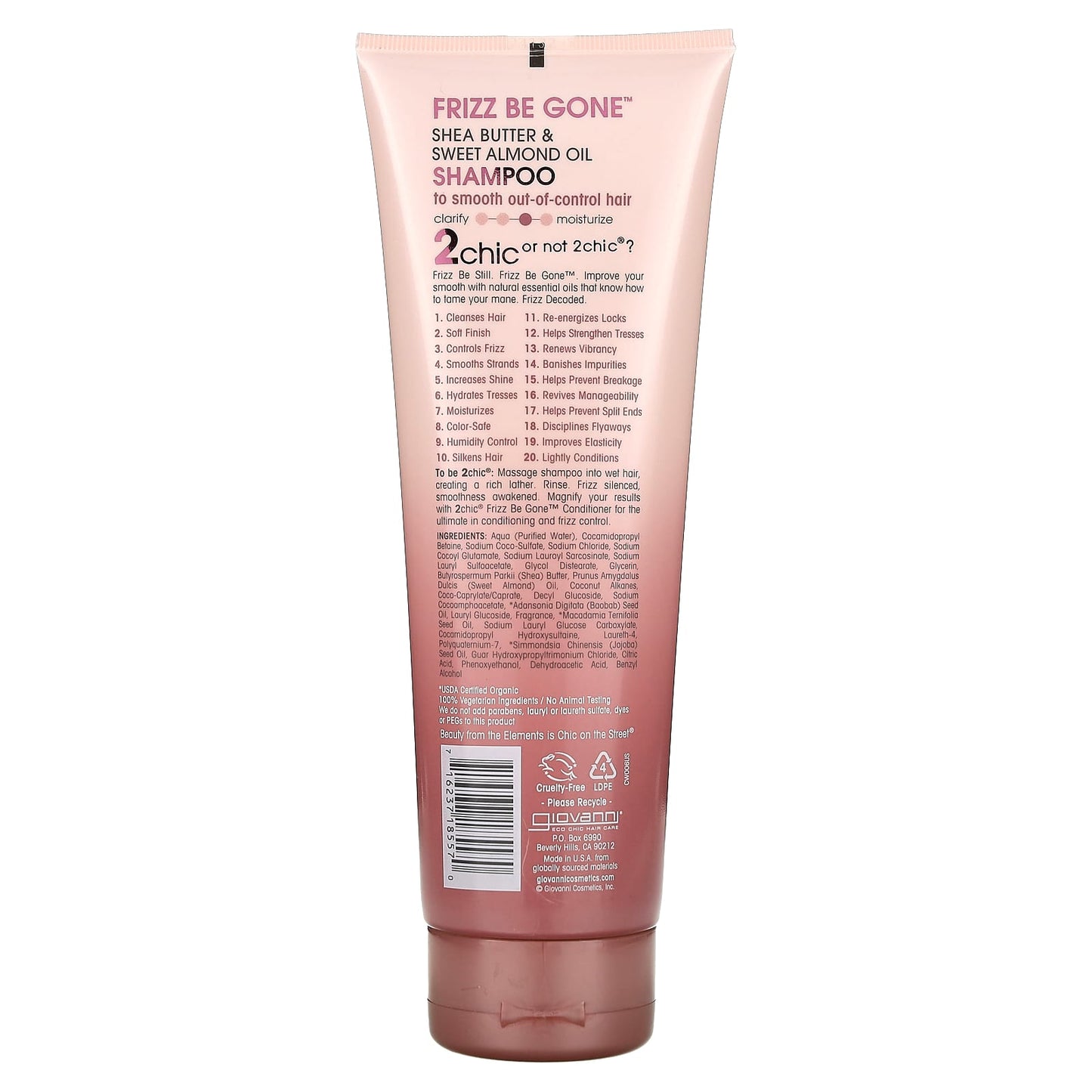 Giovanni 2chic Frizz Be Gone Shampoo, Shea Butter & Sweet Almond Oil, 8.5 oz - Image 2