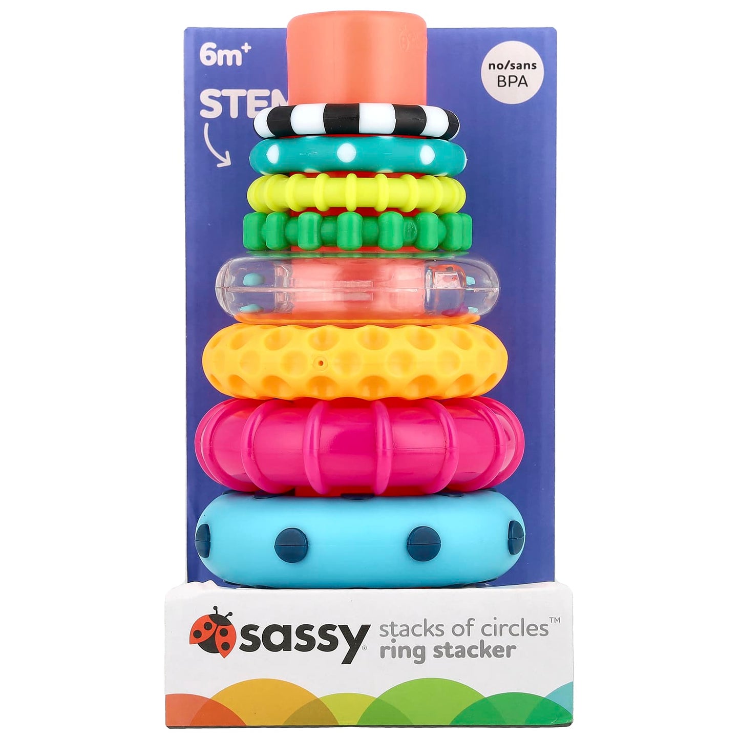 Sassy, Stack of Circles™, Ring Stacker, 6 Months+,  10 Piece Set - Image 1