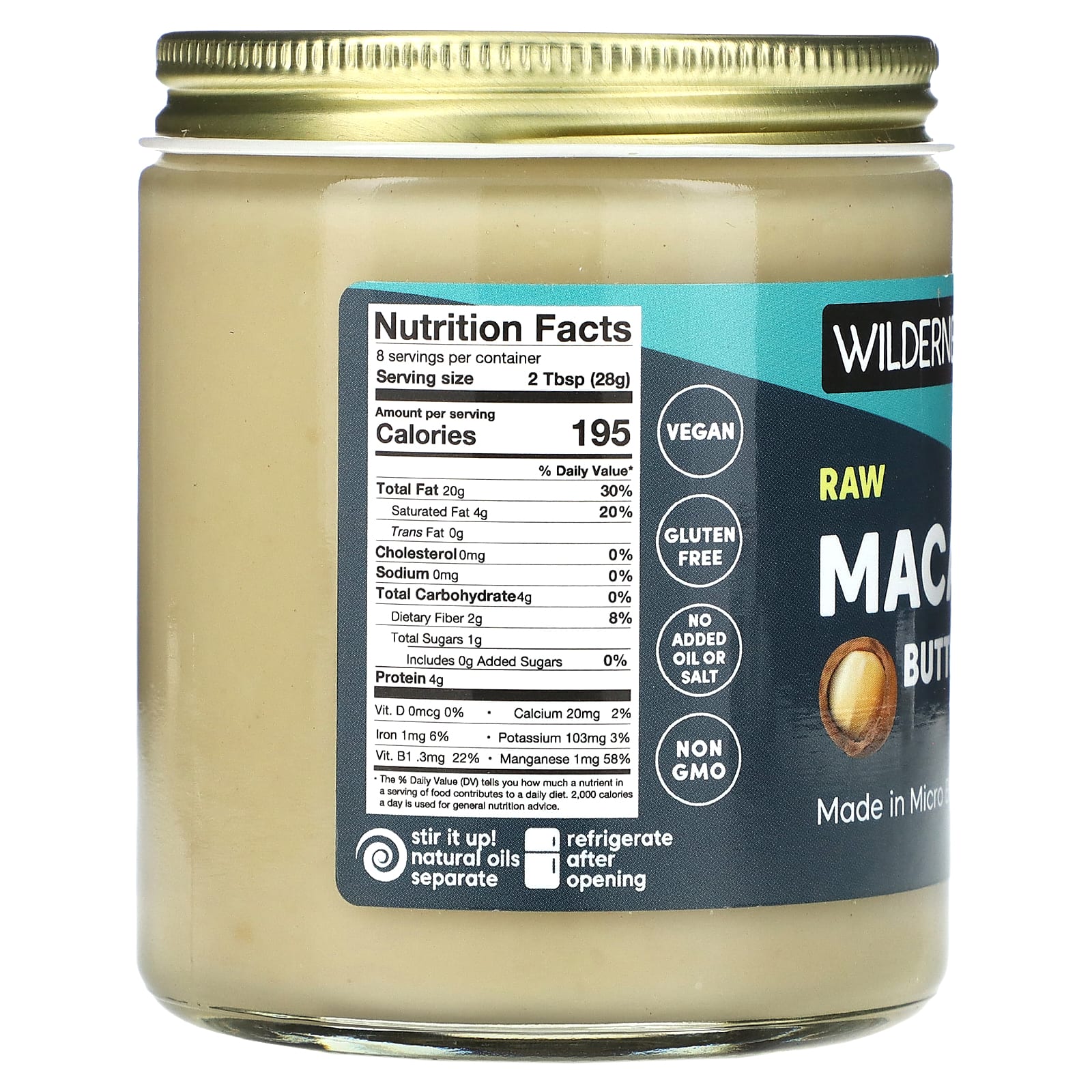 Wilderness Poets, Raw Macadamia Butter, 8 oz (227 g) - Image 2