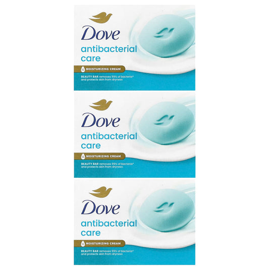 Dove Antibacterial Beauty Bar Soap, 3 Bars, Moisturizing & Gentle - Image 1