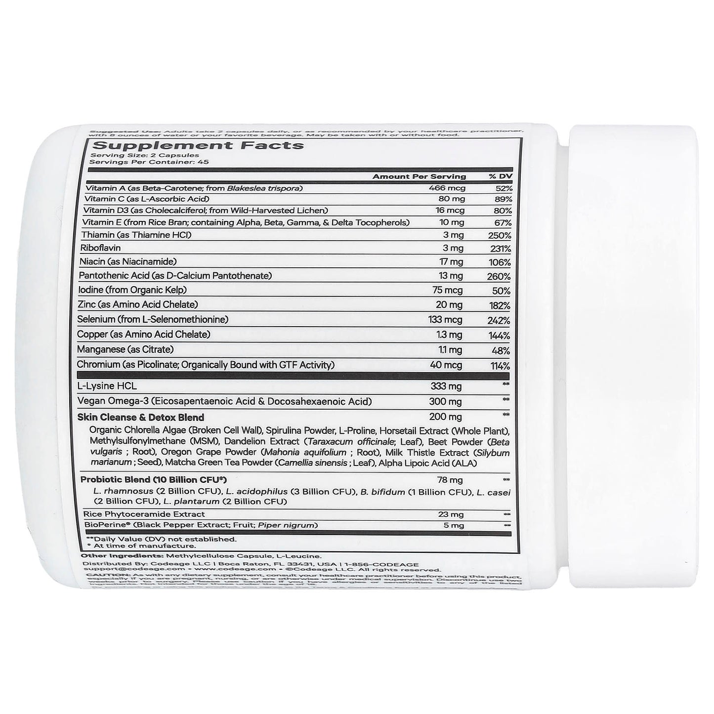 Codeage Clearface Vitamins+, Whole Food Supplement, 90 Capsules - Image 2