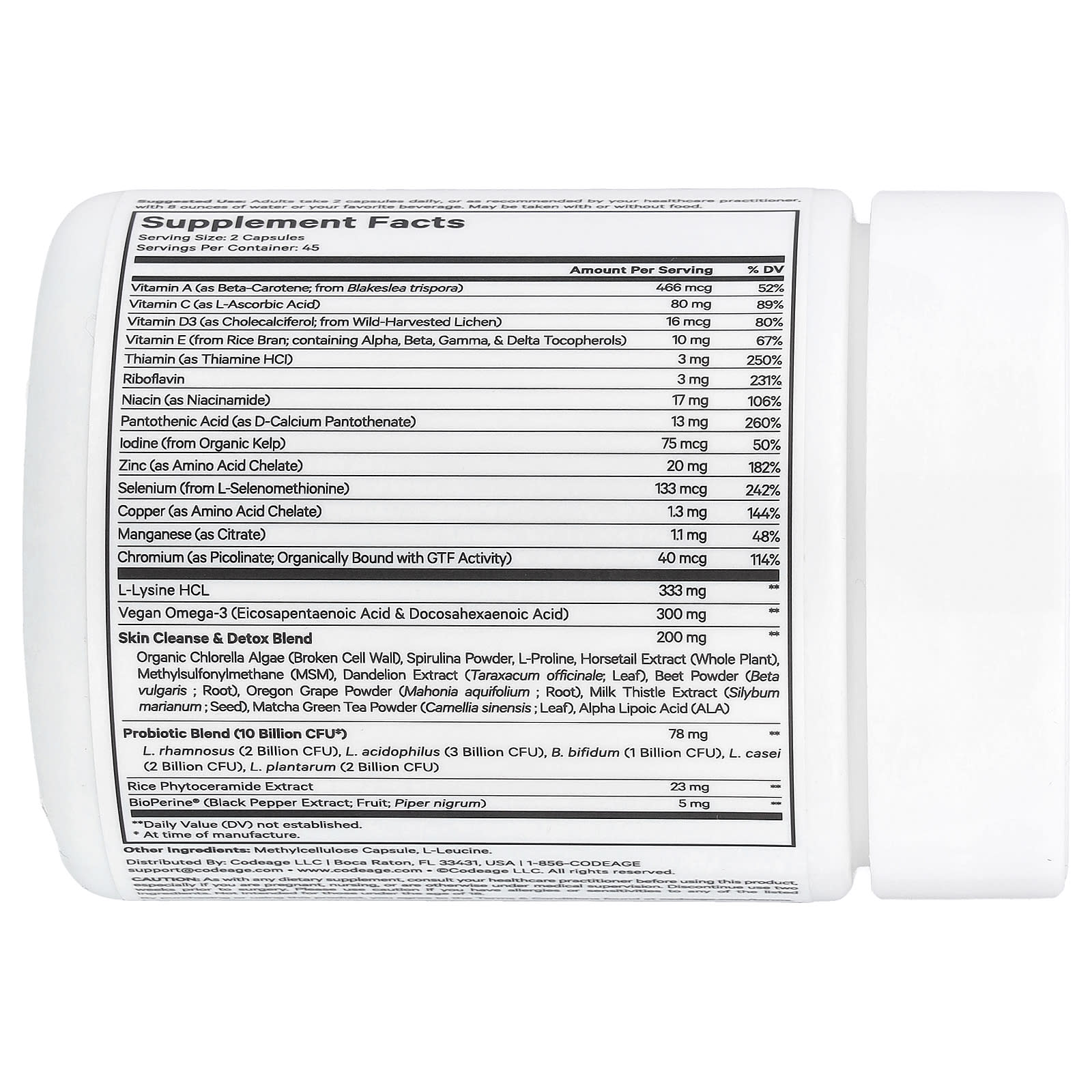 Codeage Clearface Vitamins+, Whole Food Supplement, 90 Capsules - Image 2