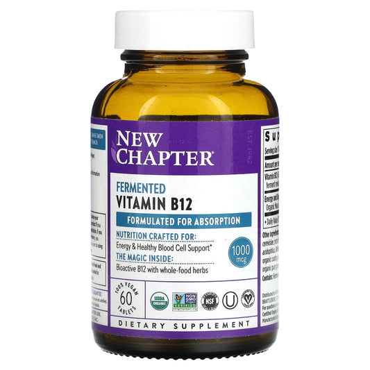 New Chapter, Fermented Vitamin B12, 1,000 mcg, 60 Vegan Tablets - Image 1