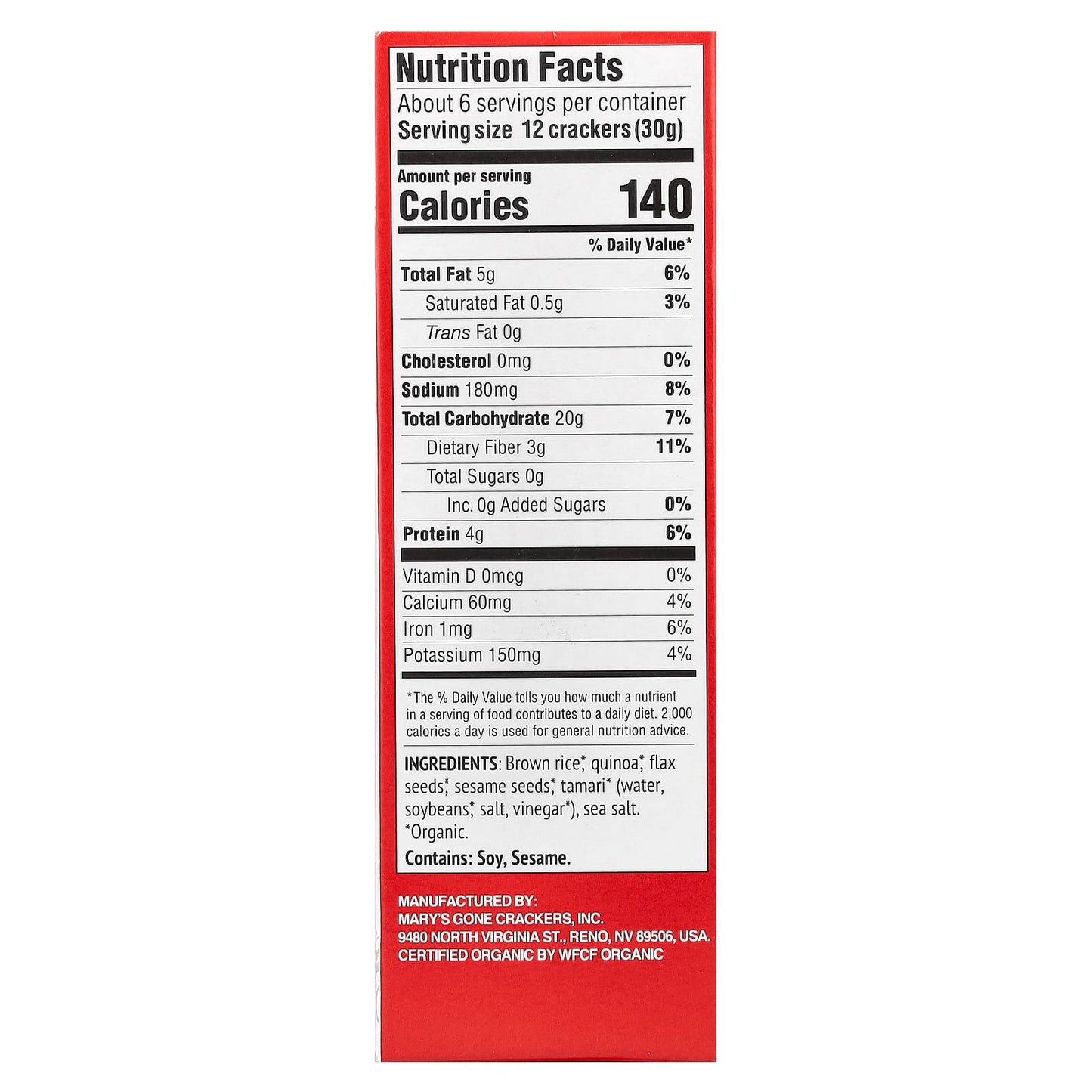 Mary's Gone Crackers, Organic Original Crackers, 6.5 oz (184 g) - Image 2