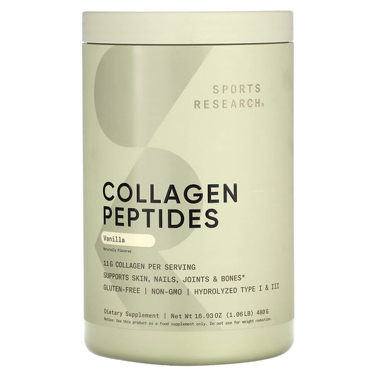 Sports Research, Collagen Peptides, Vanilla , 1.06 lb (480 g) - Image 1