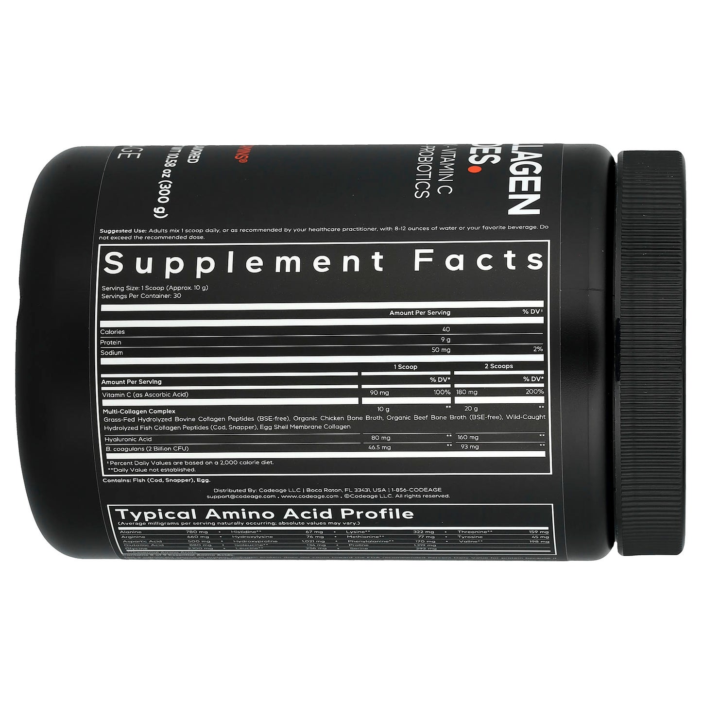Codeage Multi Collagen Peptides Powder | Unflavored | 10.58 oz (300 g) - Image 2