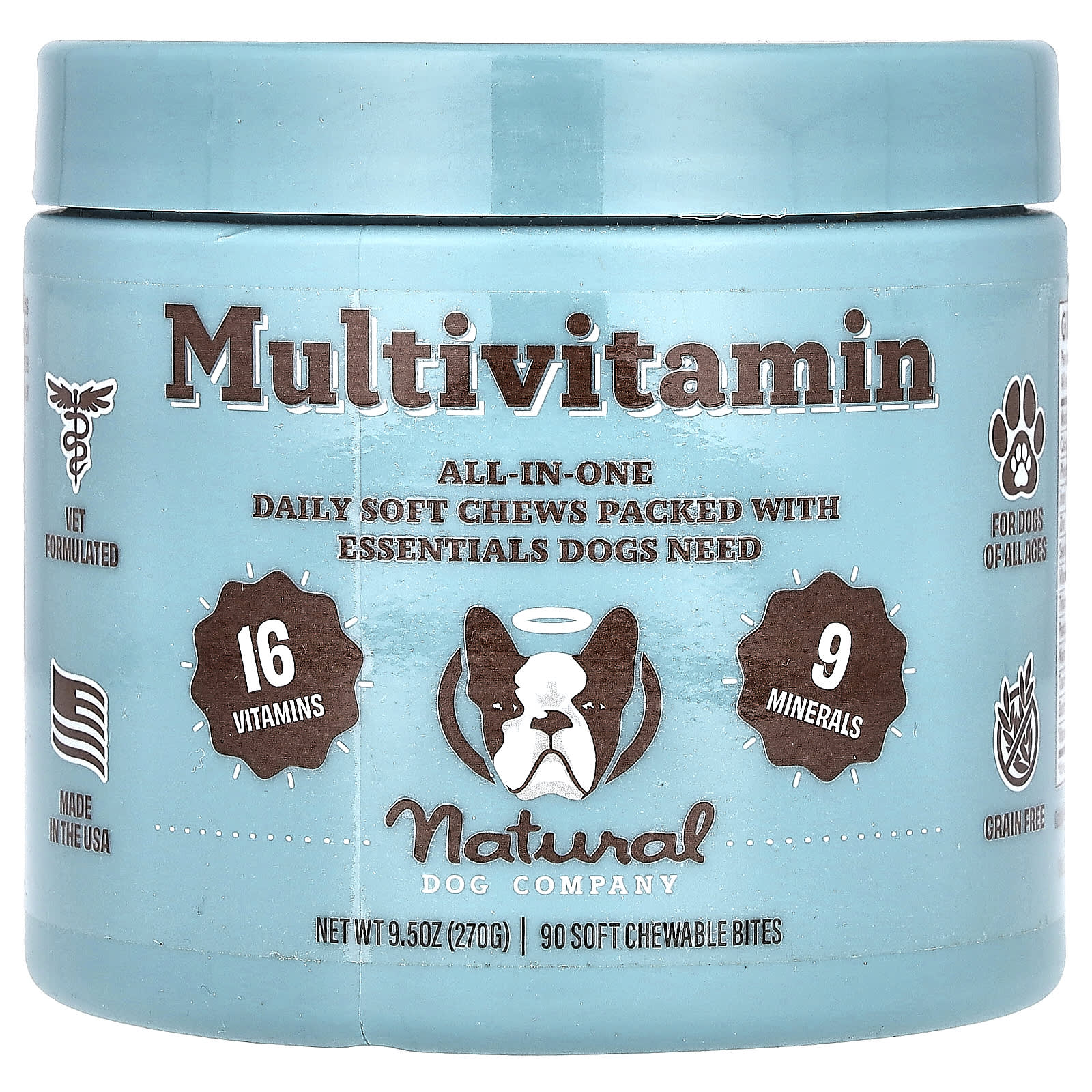 Natural Dog Company, Multivitamin, For Dogs, All Ages, 90 Soft Chewable Bites, 9.5 oz (270 g) - Image 1