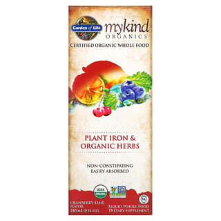 Garden of Life Organics Plant Iron Liquid Supplement, Cranberry-Lime, 8 fl oz