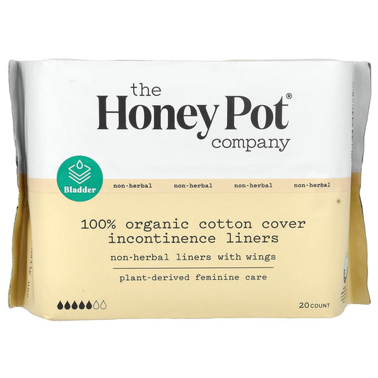 The Honey Pot Company, Non-Herbal Cotton Liners With Wings, Organic Incontinence Liners, 20 Count - Image 1
