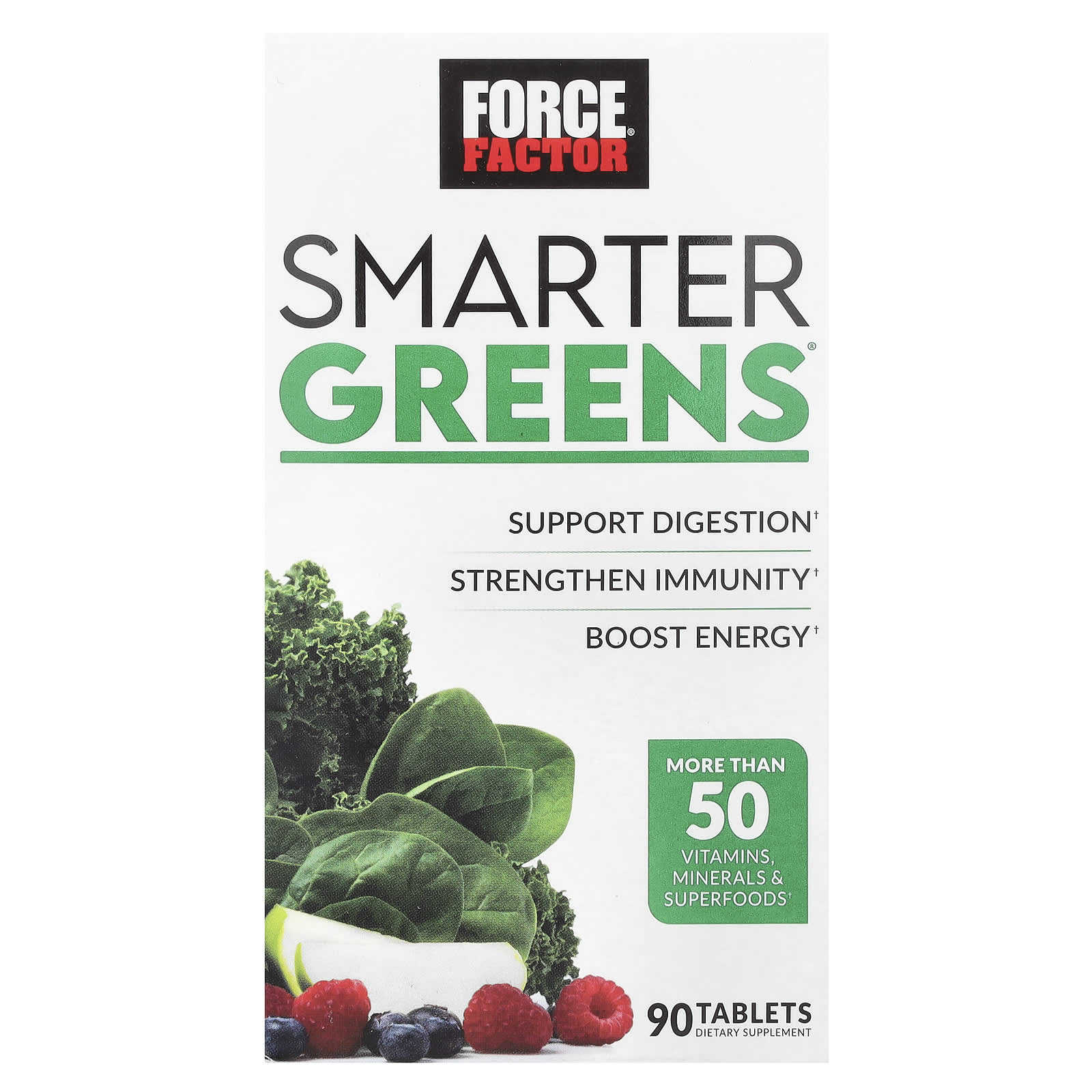 Force Factor Smarter Greens, 90 Tablets - Daily Nutrition Made Easy - Image 1