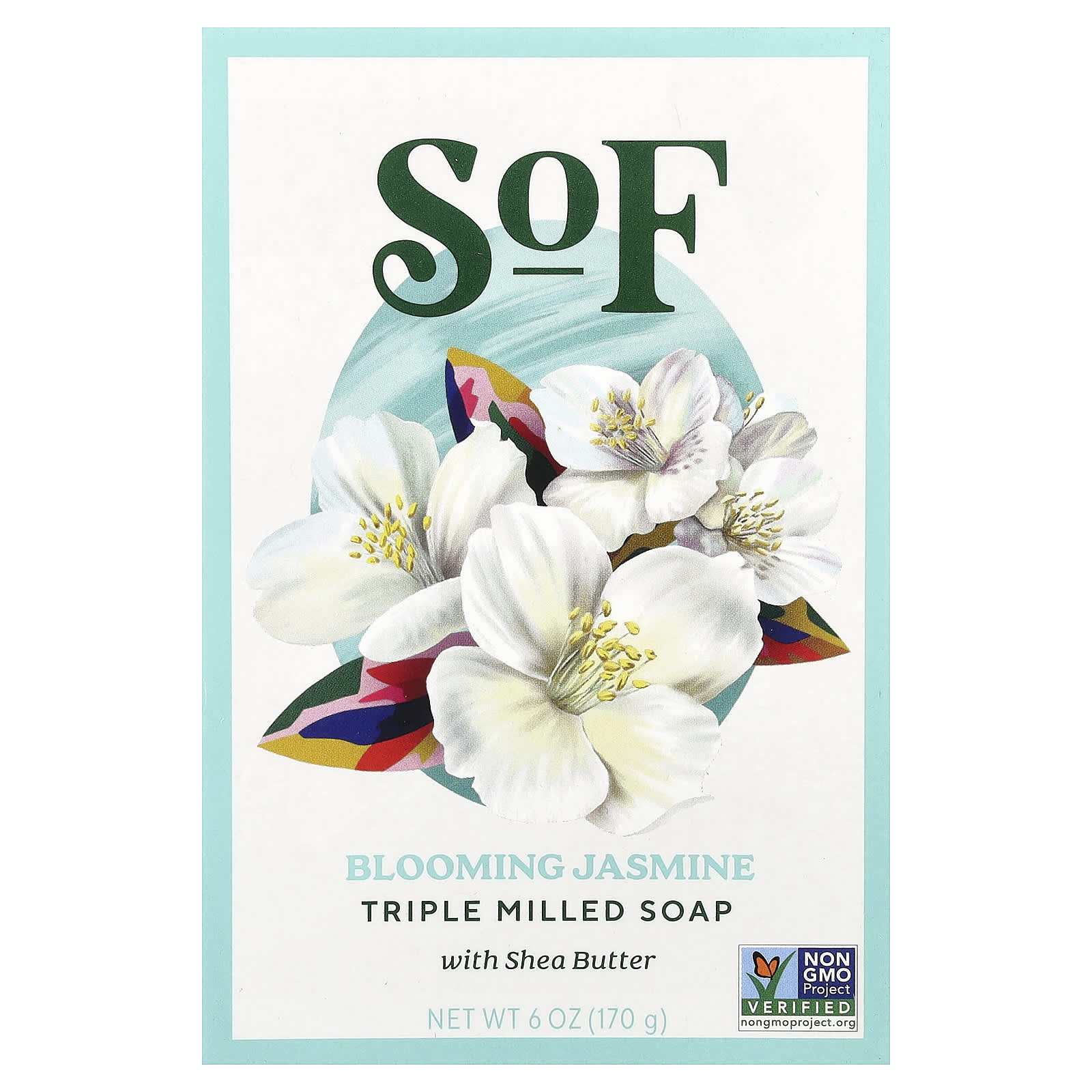 SoF, Triple Milled Bar Soap with Shea Butter, Blooming Jasmine, 6 oz (170 g) - Image 1