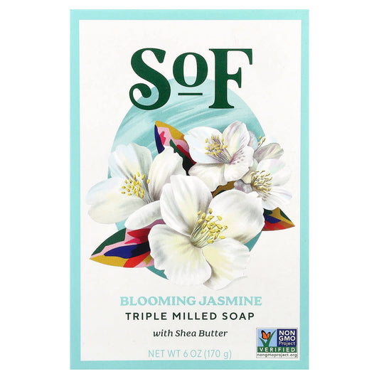SoF, Triple Milled Bar Soap with Shea Butter, Blooming Jasmine, 6 oz (170 g) - Image 1