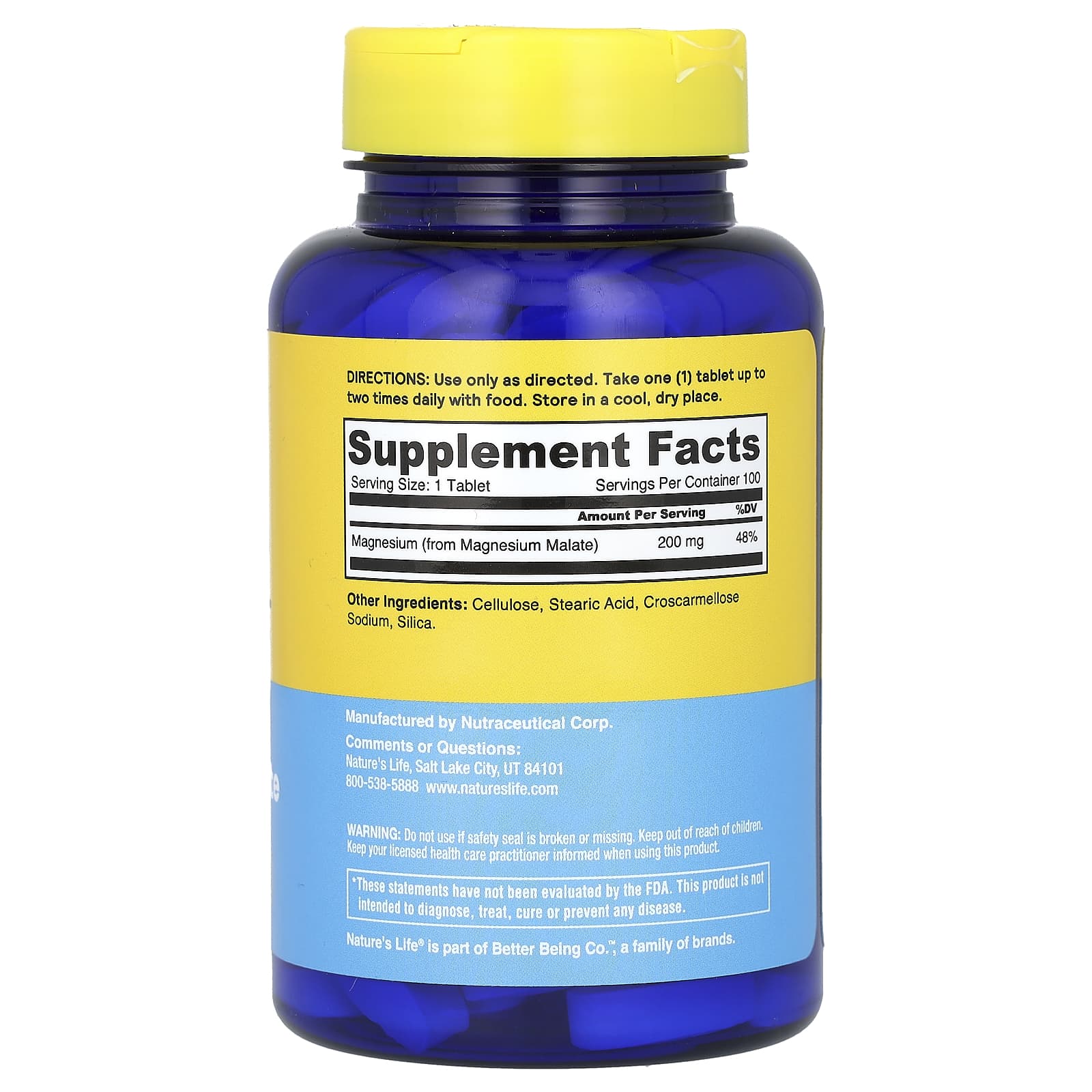 Nature's Life, Renewing Magnesium Malate, 200 mg, 100 Tablets - Image 2
