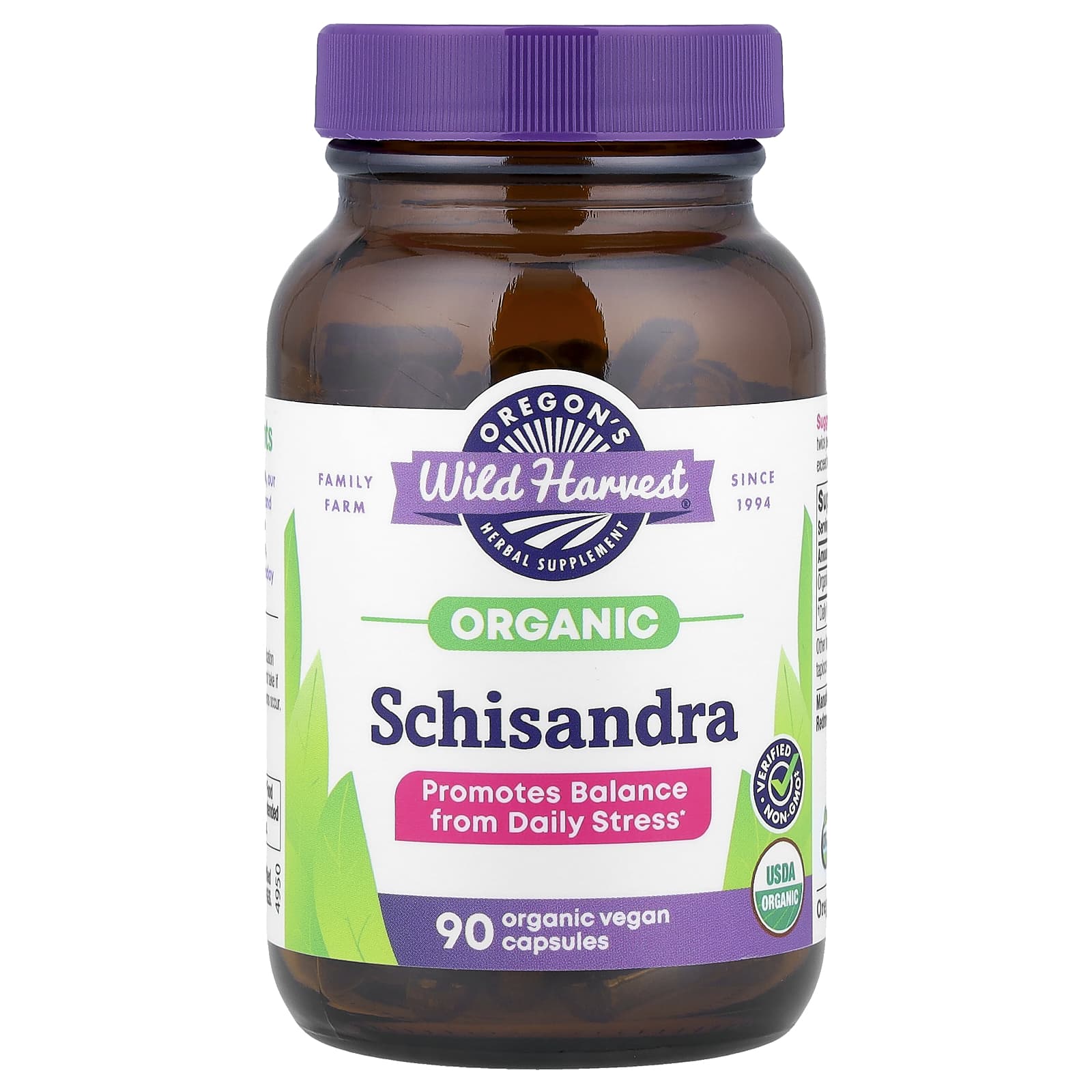 Oregon's Wild Harvest, Organic Schisandra, 90 Organic Vegan Capsules (475 mg per Capsule) - Image 1