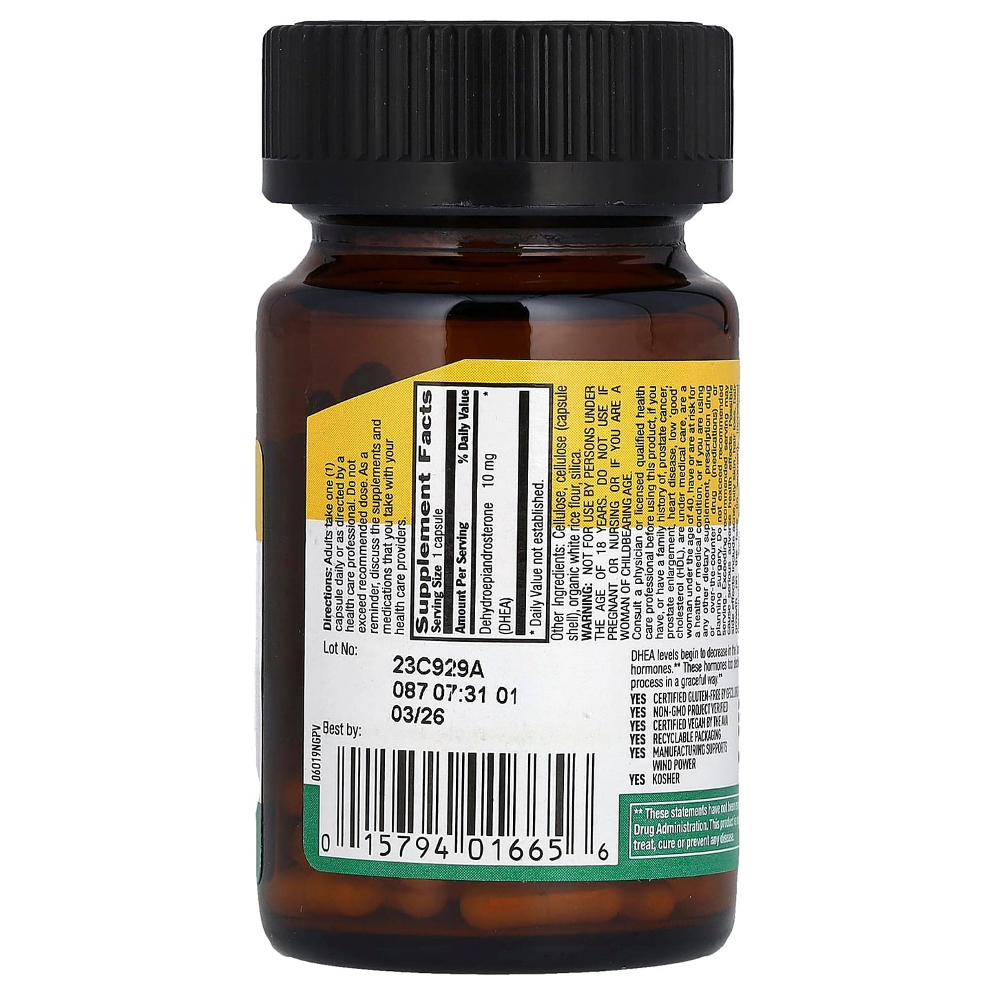 <Country Life 10mg DHEA 50 Vegan Capsules for Hormone Balance & Anti-Aging> - Image 2