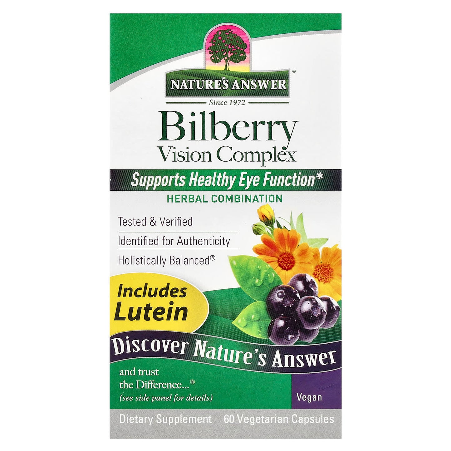 Nature's Answer, Bilberry Vision Complex, 60 Vegetarian Capsules - Image 1